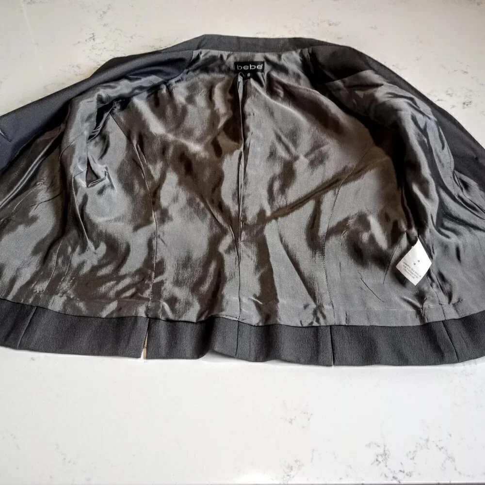 Bebe Charcoal Grey Short Blazer Sz 8